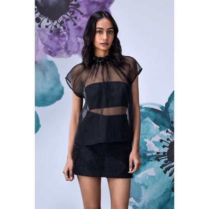 Genes Lecoanet Hemant Organza Gather Neck Top
