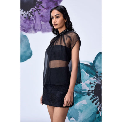 Genes Lecoanet Hemant Organza Gather Neck Top