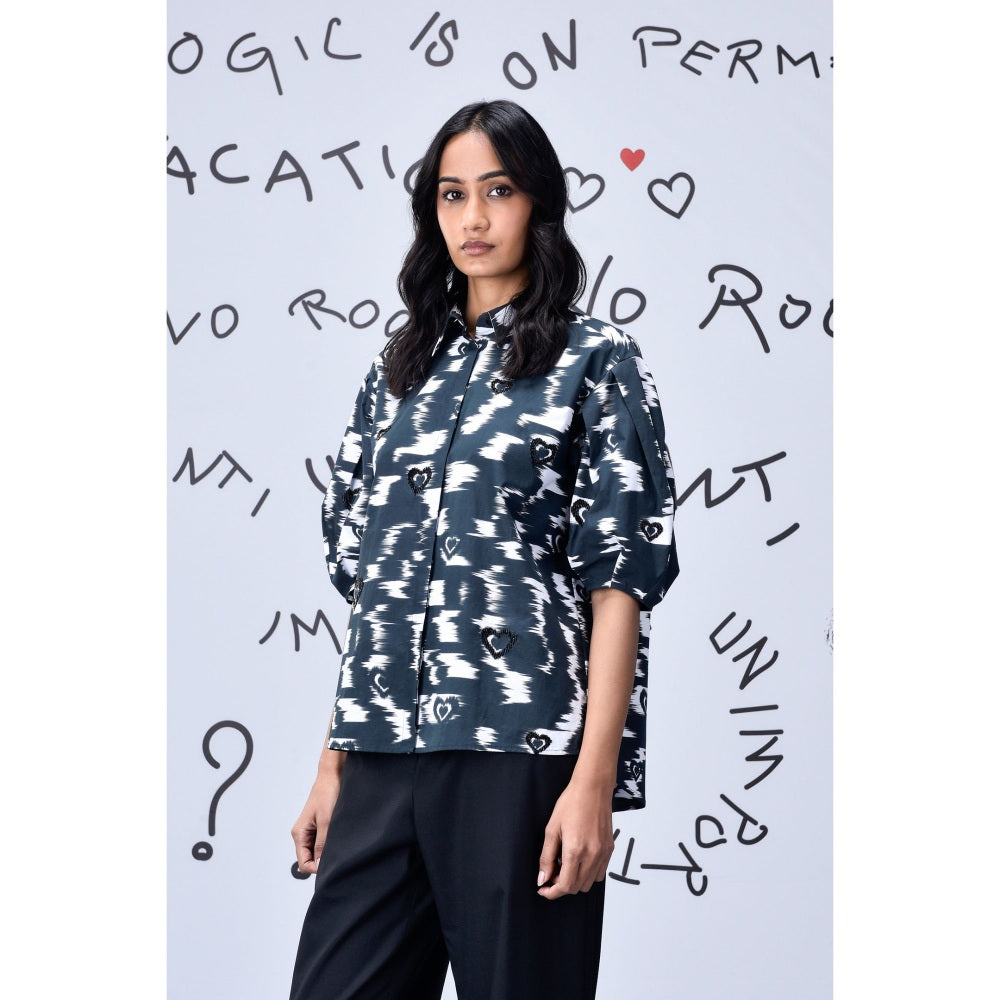 Genes Lecoanet Hemant Ikkat Print Top - Black