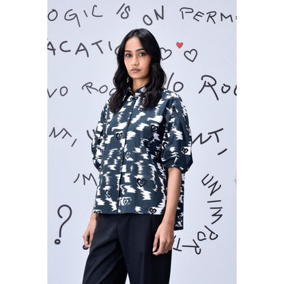 Genes Lecoanet Hemant Ikkat Print Top - Black