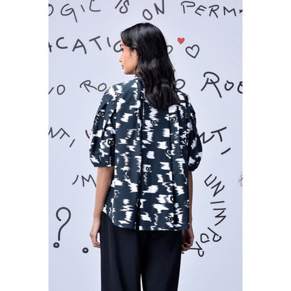 Genes Lecoanet Hemant Ikkat Print Top - Black