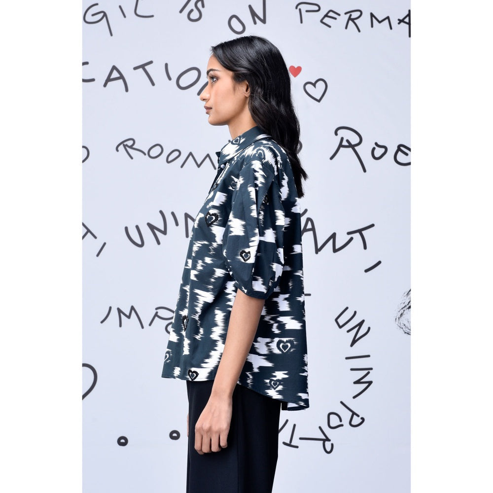 Genes Lecoanet Hemant Ikkat Print Top - Black