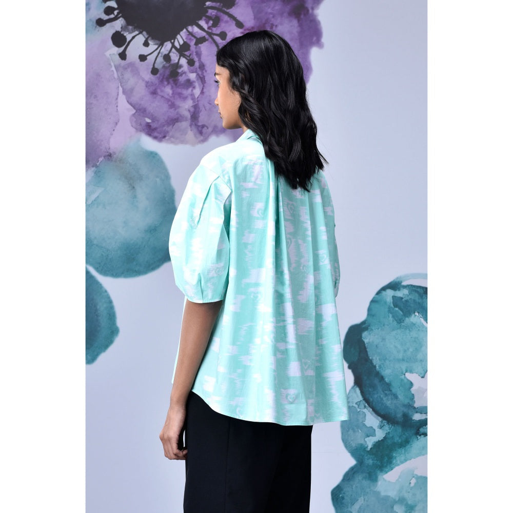 Genes Lecoanet Hemant Ikkat Print Top - Lime Green
