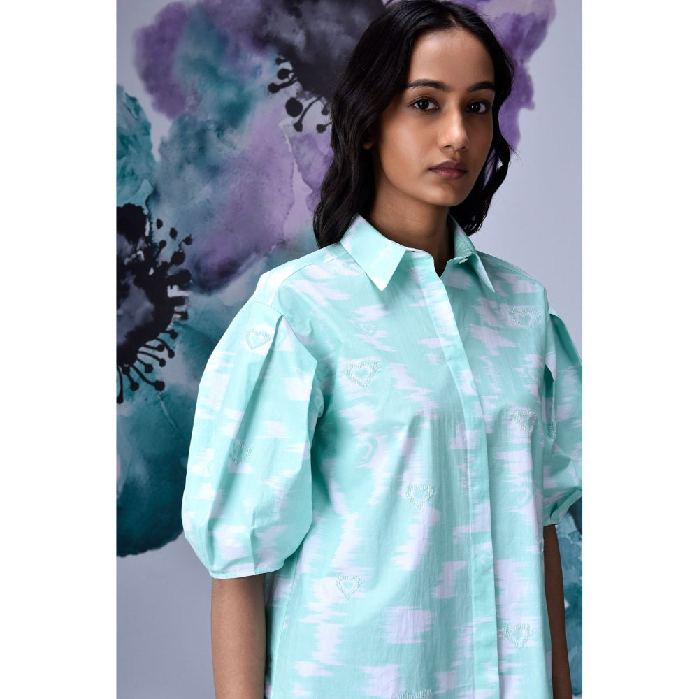 Genes Lecoanet Hemant Ikkat Print Top - Lime Green