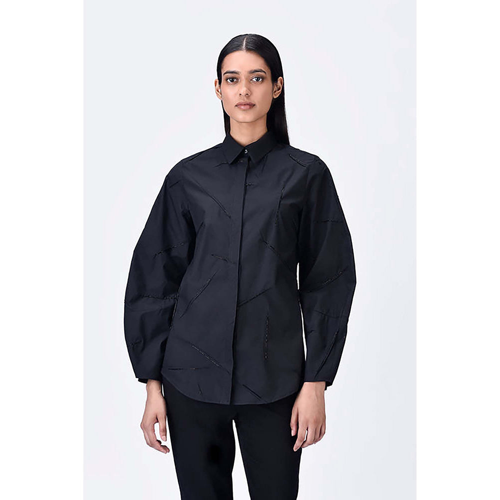 Genes Lecoanet Hemant Regular Fit Giza Cotton Shirt With Bead Embroidery