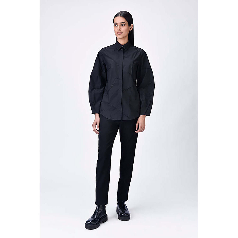 Genes Lecoanet Hemant Regular Fit Giza Cotton Shirt With Bead Embroidery