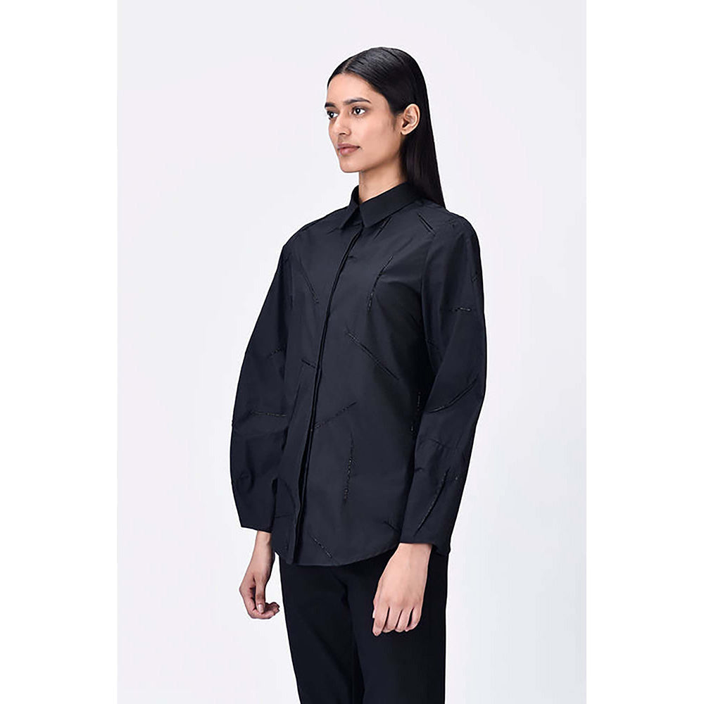 Genes Lecoanet Hemant Regular Fit Giza Cotton Shirt With Bead Embroidery