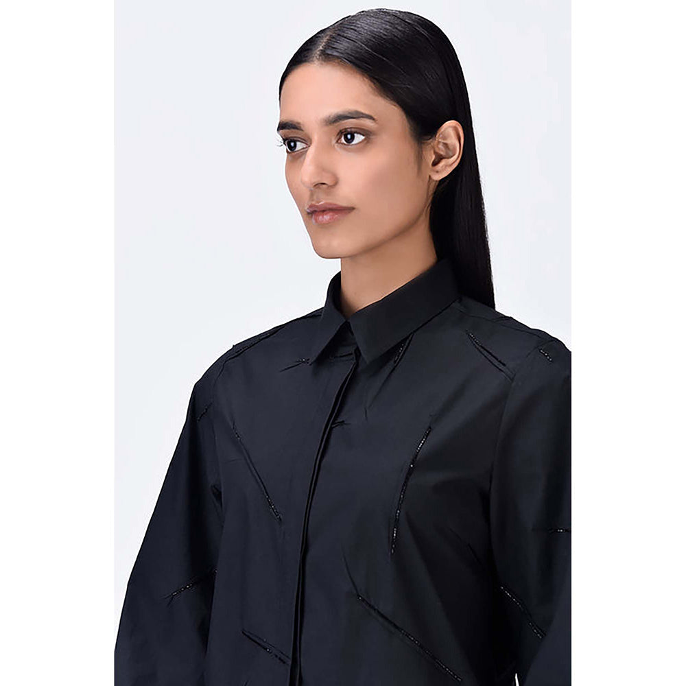 Genes Lecoanet Hemant Regular Fit Giza Cotton Shirt With Bead Embroidery