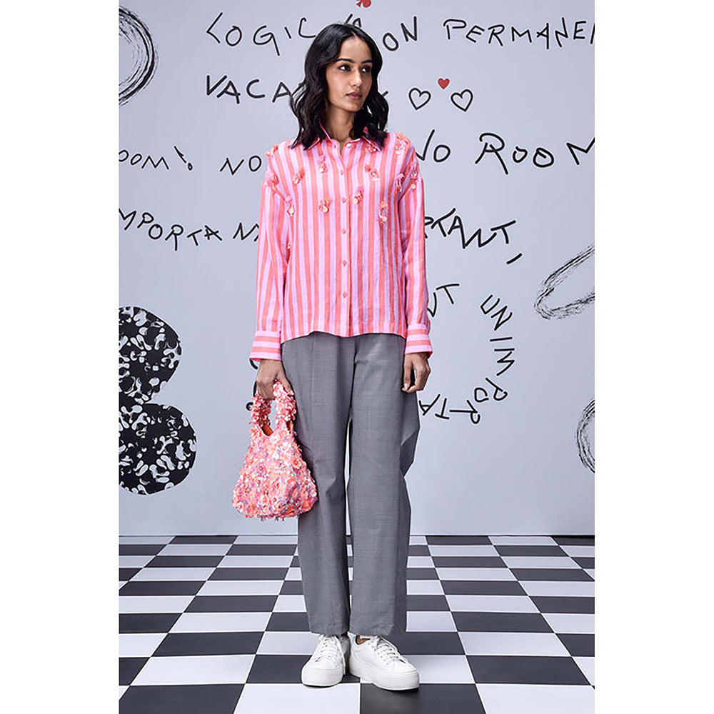 Genes Lecoanet Hemant Tassel Embroidery Shirt- Pink Coral