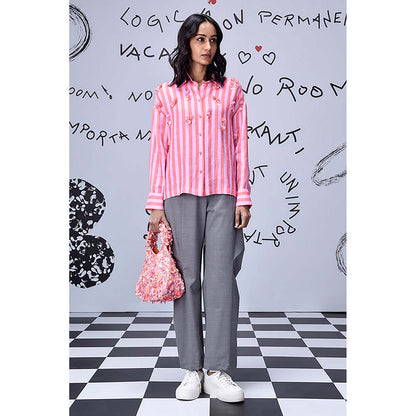 Genes Lecoanet Hemant Tassel Embroidery Shirt- Pink Coral