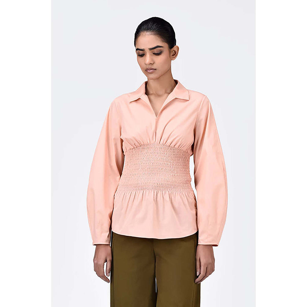Genes Lecoanet Hemant Voluminous Sleeve Slim Fit Shirt-Light Peach
