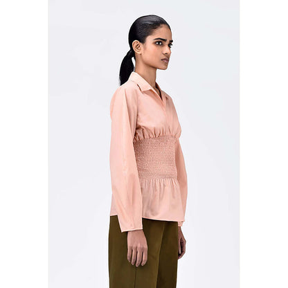 Genes Lecoanet Hemant Voluminous Sleeve Slim Fit Shirt-Light Peach