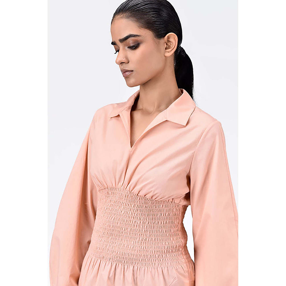 Genes Lecoanet Hemant Voluminous Sleeve Slim Fit Shirt-Light Peach