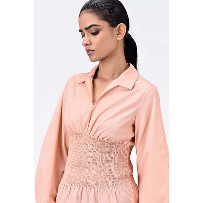 Genes Lecoanet Hemant Voluminous Sleeve Slim Fit Shirt-Light Peach