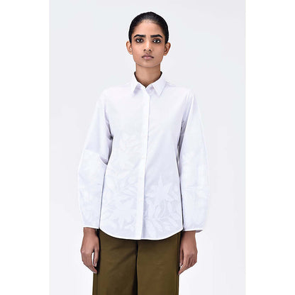 Genes Lecoanet Hemant Regular Fit Shirt With Tropical Tonal Applique