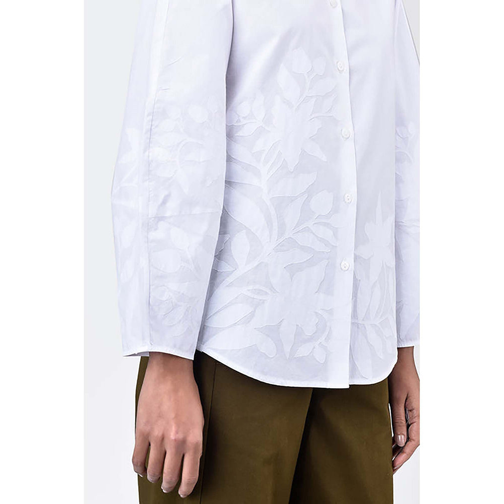 Genes Lecoanet Hemant Regular Fit Shirt With Tropical Tonal Applique
