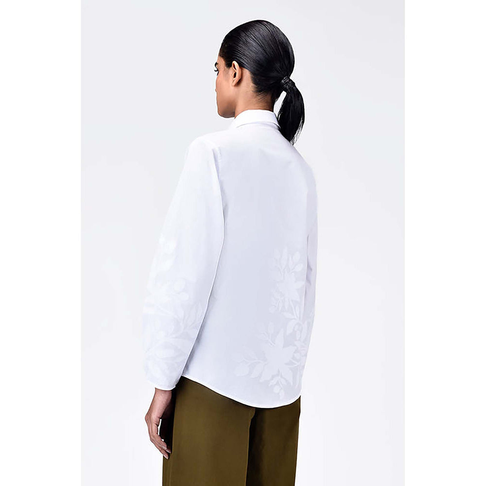 Genes Lecoanet Hemant Regular Fit Shirt With Tropical Tonal Applique