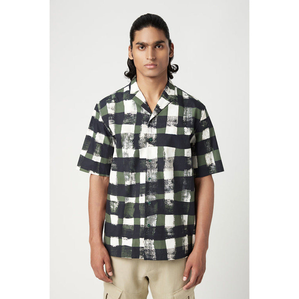 Genes Lecoanet Hemant Relaxed Fit Half Sleeve Shirt With All-Over Large Check Print