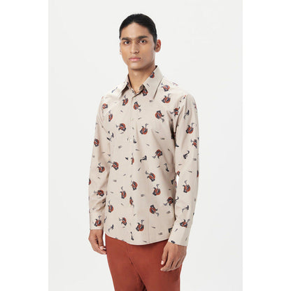 Genes Lecoanet Hemant Regular Fit Button-Up Shirt In An All-Over Fish Print