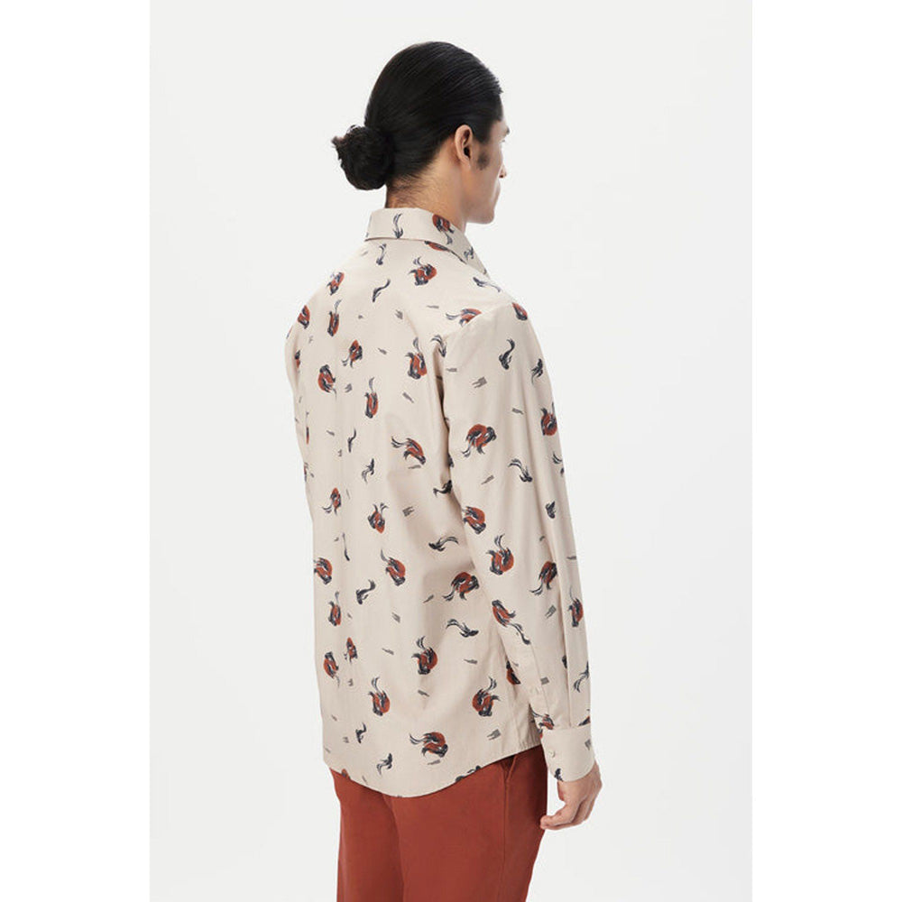 Genes Lecoanet Hemant Regular Fit Button-Up Shirt In An All-Over Fish Print