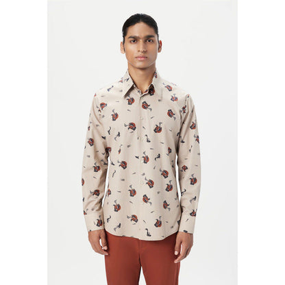 Genes Lecoanet Hemant Regular Fit Button-Up Shirt In An All-Over Fish Print