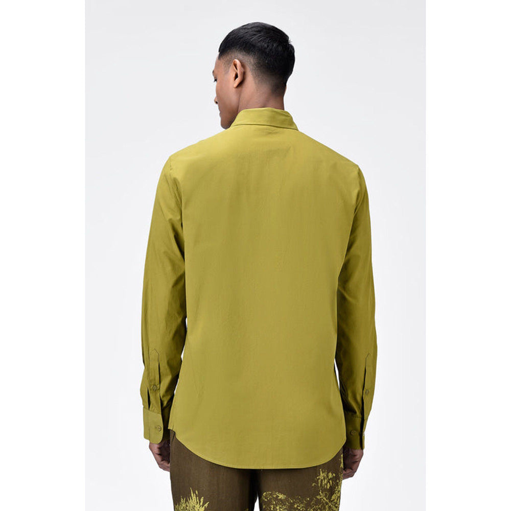 Genes Lecoanet Hemant Regular Fit Mens Solid Button-Up Shirt Bright Olive
