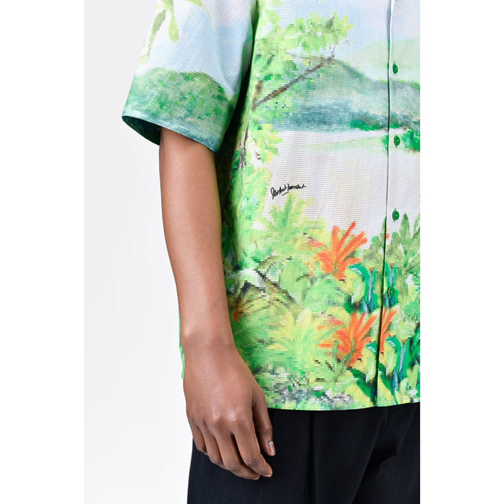 Genes Lecoanet Hemant Easy Fit Mens Shirt With Tropical Landscape Print