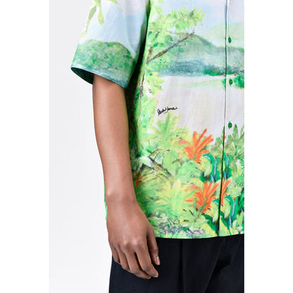 Genes Lecoanet Hemant Easy Fit Mens Shirt With Tropical Landscape Print