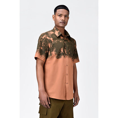 Genes Lecoanet Hemant Regular Fit Cotton Poplin Half Sleeve Shirt With Canopy Print