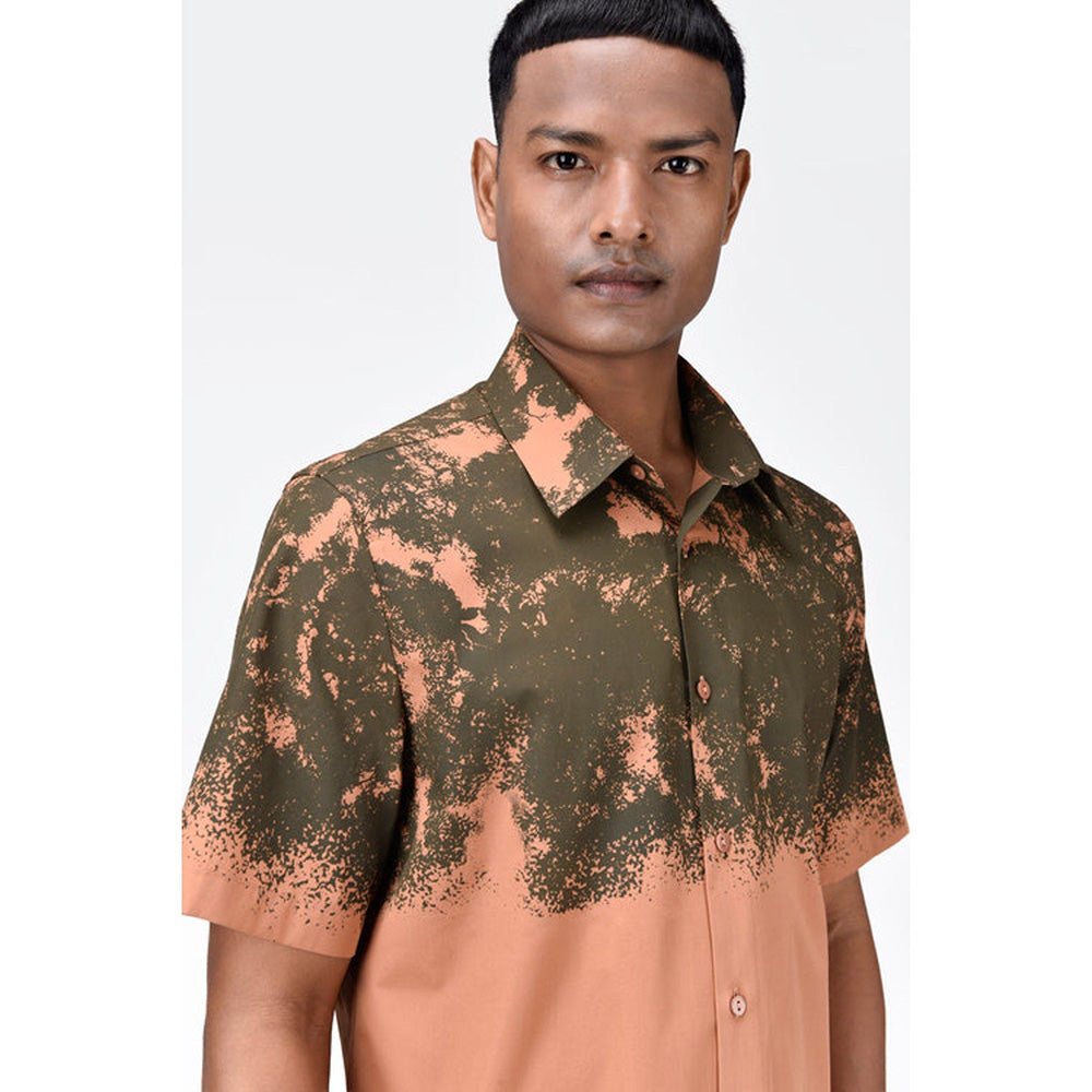 Genes Lecoanet Hemant Regular Fit Cotton Poplin Half Sleeve Shirt With Canopy Print