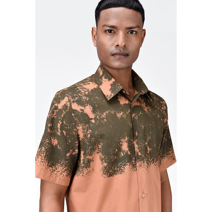 Genes Lecoanet Hemant Regular Fit Cotton Poplin Half Sleeve Shirt With Canopy Print