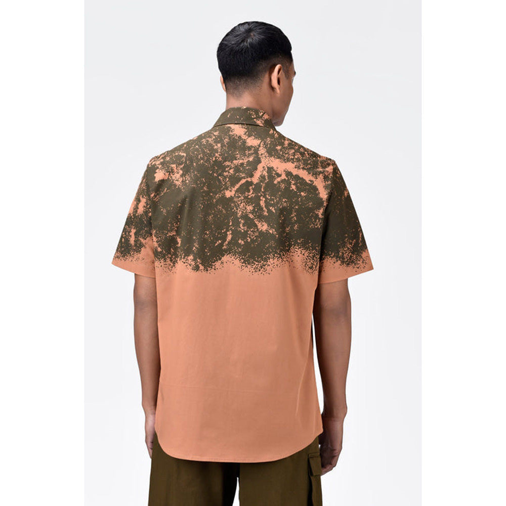 Genes Lecoanet Hemant Regular Fit Cotton Poplin Half Sleeve Shirt With Canopy Print