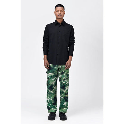 Genes Lecoanet Hemant Classic Seersucker Regular Fit Mens Button-Up Shirt Black