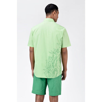 Genes Lecoanet Hemant Mens Tropical Tonal Thread Regular Fit Cotton Poplin Shirt