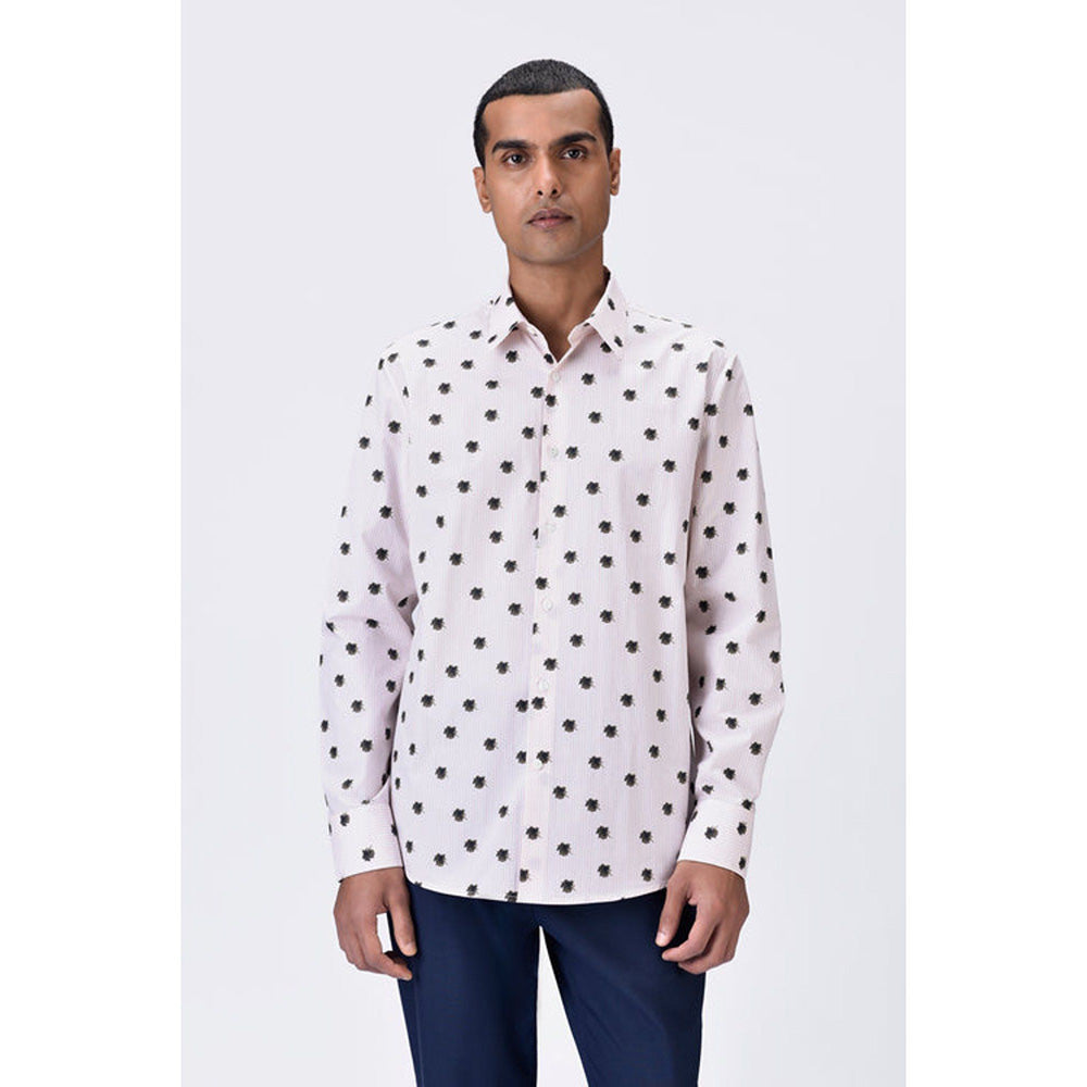 Genes Lecoanet Hemant Button-Up Shirt With Uv Flower Print - Pink Stripe