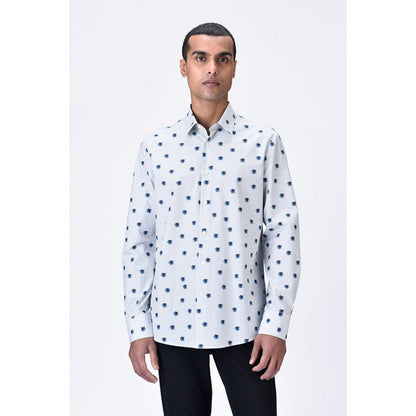 Genes Lecoanet Hemant Button-Up Shirt With Uv Flower Print - Taupe Stripe