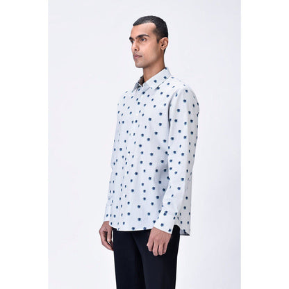 Genes Lecoanet Hemant Button-Up Shirt With Uv Flower Print - Taupe Stripe