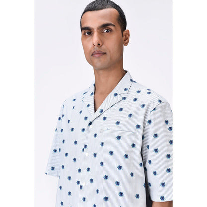 Genes Lecoanet Hemant Cuban Collar Shirt With Uv Flower Print