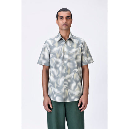 Genes Lecoanet Hemant Giza Cotton Half Sleeve Shirt With Aurora Print