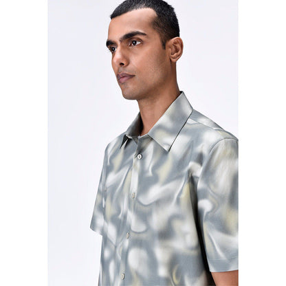 Genes Lecoanet Hemant Giza Cotton Half Sleeve Shirt With Aurora Print