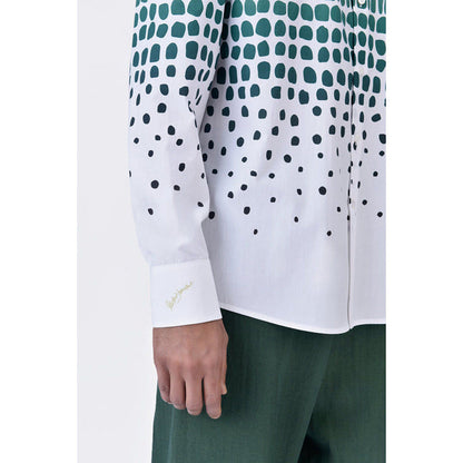 Genes Lecoanet Hemant Regular Fit Button-Up Shirt With Cell Degrade Print - Clay Multi-Color