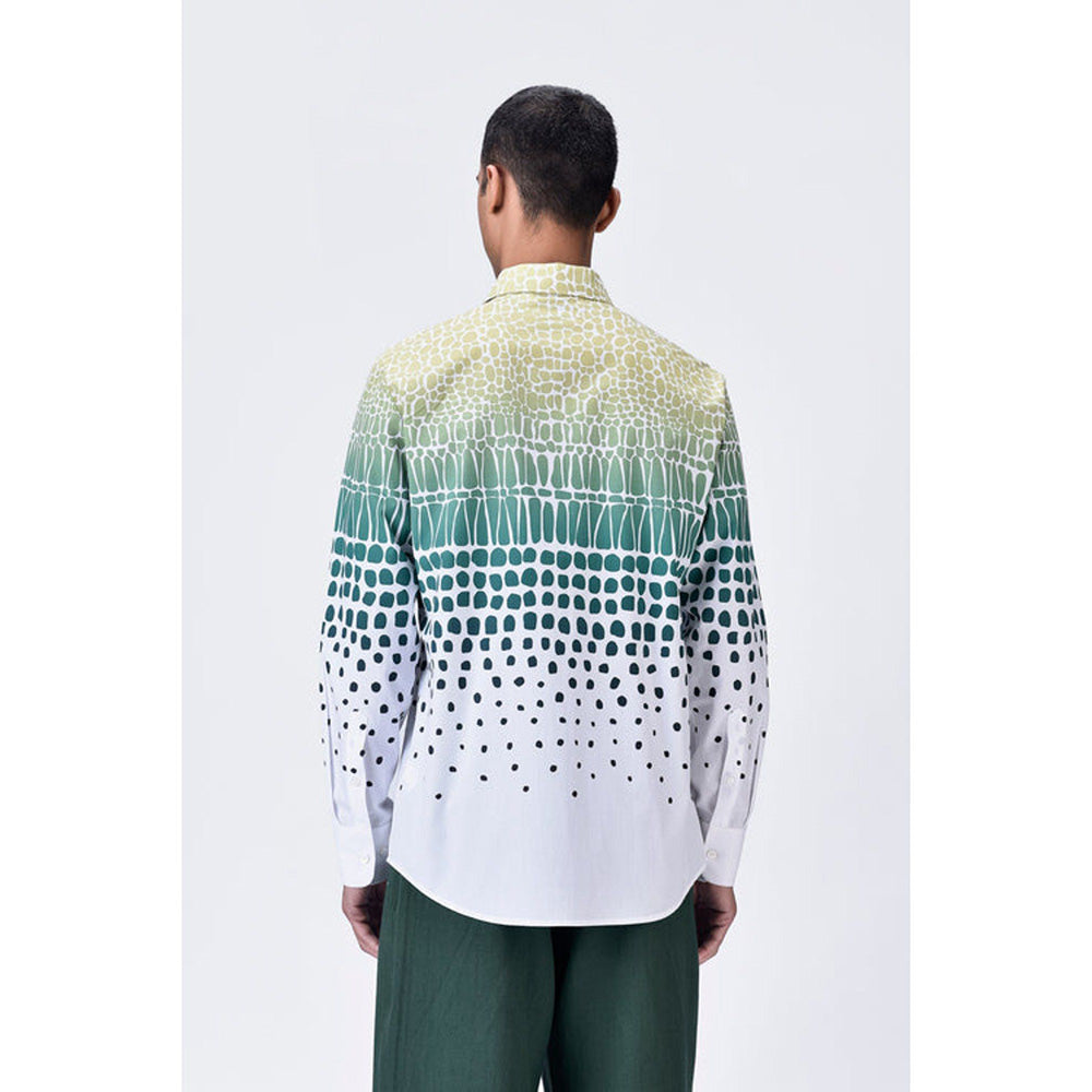 Genes Lecoanet Hemant Regular Fit Button-Up Shirt With Cell Degrade Print - Clay Multi-Color