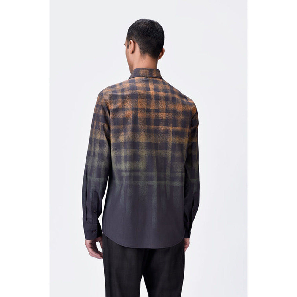 Genes Lecoanet Hemant Dotted Check Shirt- Chocolate Multi-Color