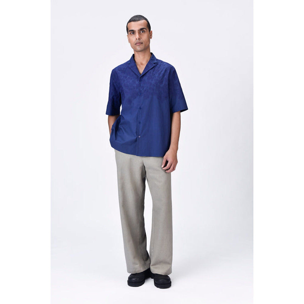 Genes Lecoanet Hemant Giza Cotton Poplin Easy Fit Cuban Collar Shirt