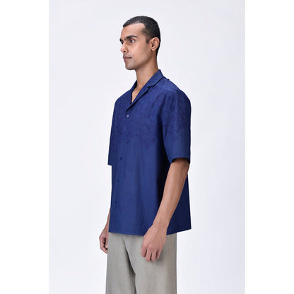 Genes Lecoanet Hemant Giza Cotton Poplin Easy Fit Cuban Collar Shirt