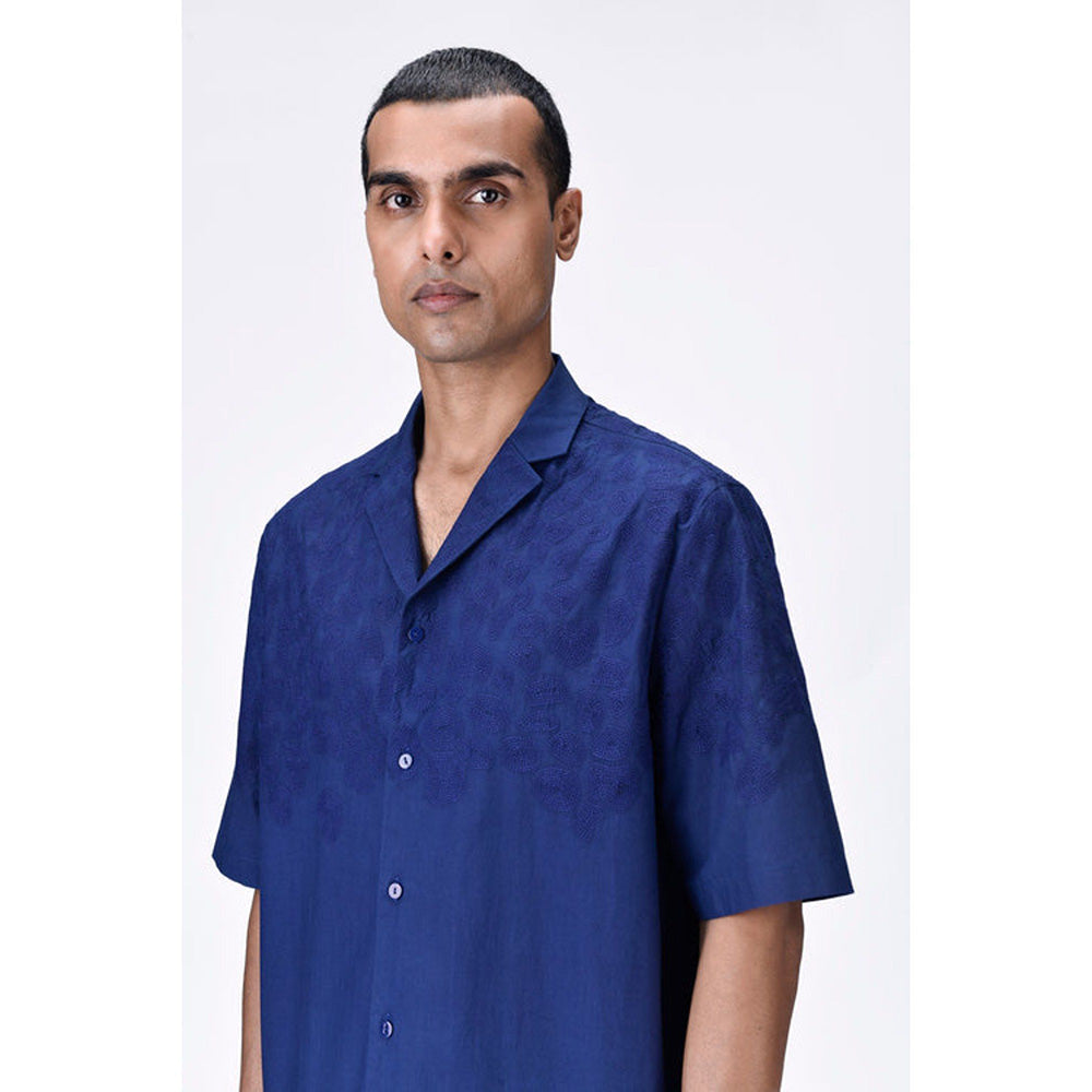 Genes Lecoanet Hemant Giza Cotton Poplin Easy Fit Cuban Collar Shirt