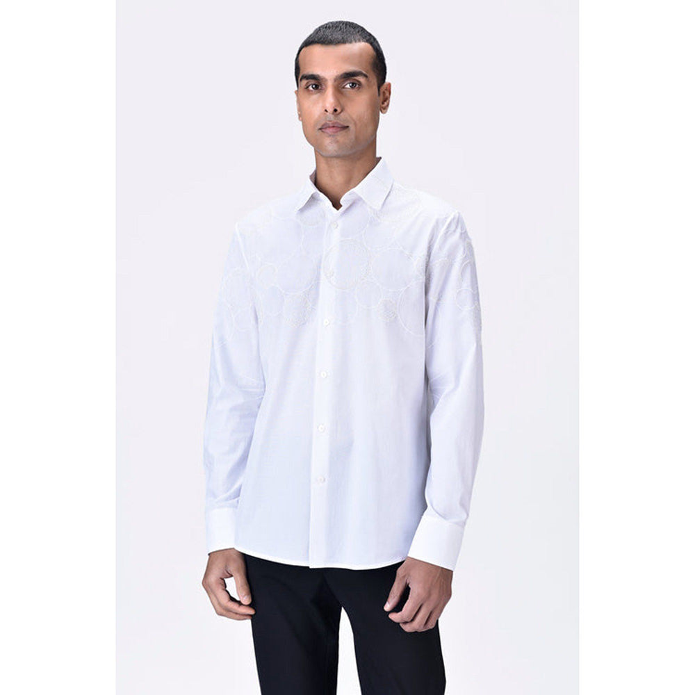 Genes Lecoanet Hemant Giza Cotton Poplin Embroidered Shirt White