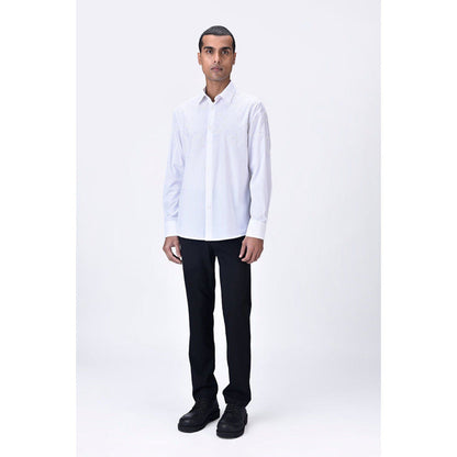 Genes Lecoanet Hemant Giza Cotton Poplin Embroidered Shirt White