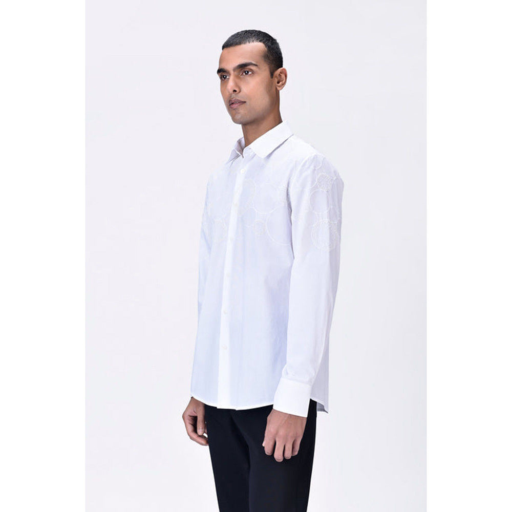 Genes Lecoanet Hemant Giza Cotton Poplin Embroidered Shirt White
