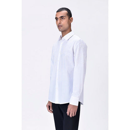 Genes Lecoanet Hemant Giza Cotton Poplin Embroidered Shirt White